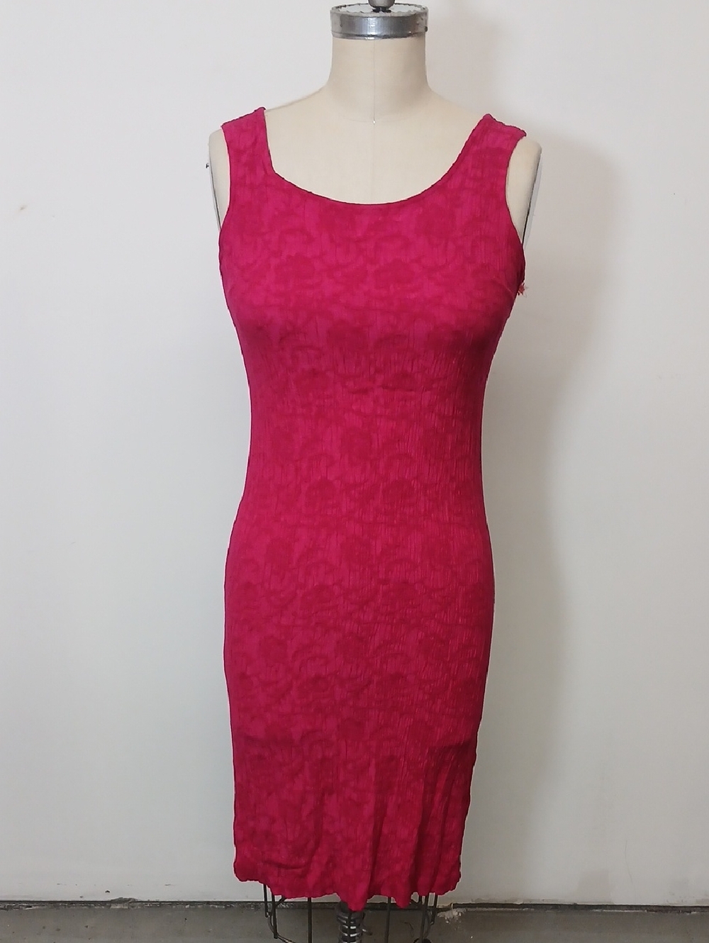 Vintage Karin Stevens Sleeveless Midi Bodycon Dress Fuchsia / 8P
